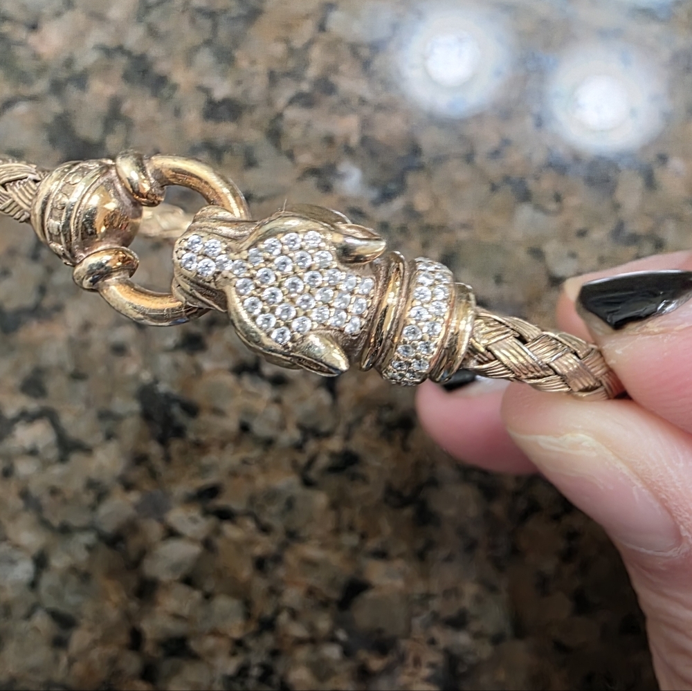 18k Over Sterling Silver Panther Bracelet - Picture 5 of 6